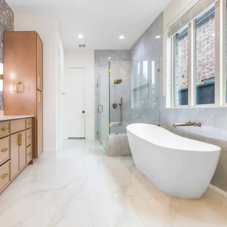 Bathroom Remodeling Colleyville modern walk-in shower with glass enclosure and tile walls