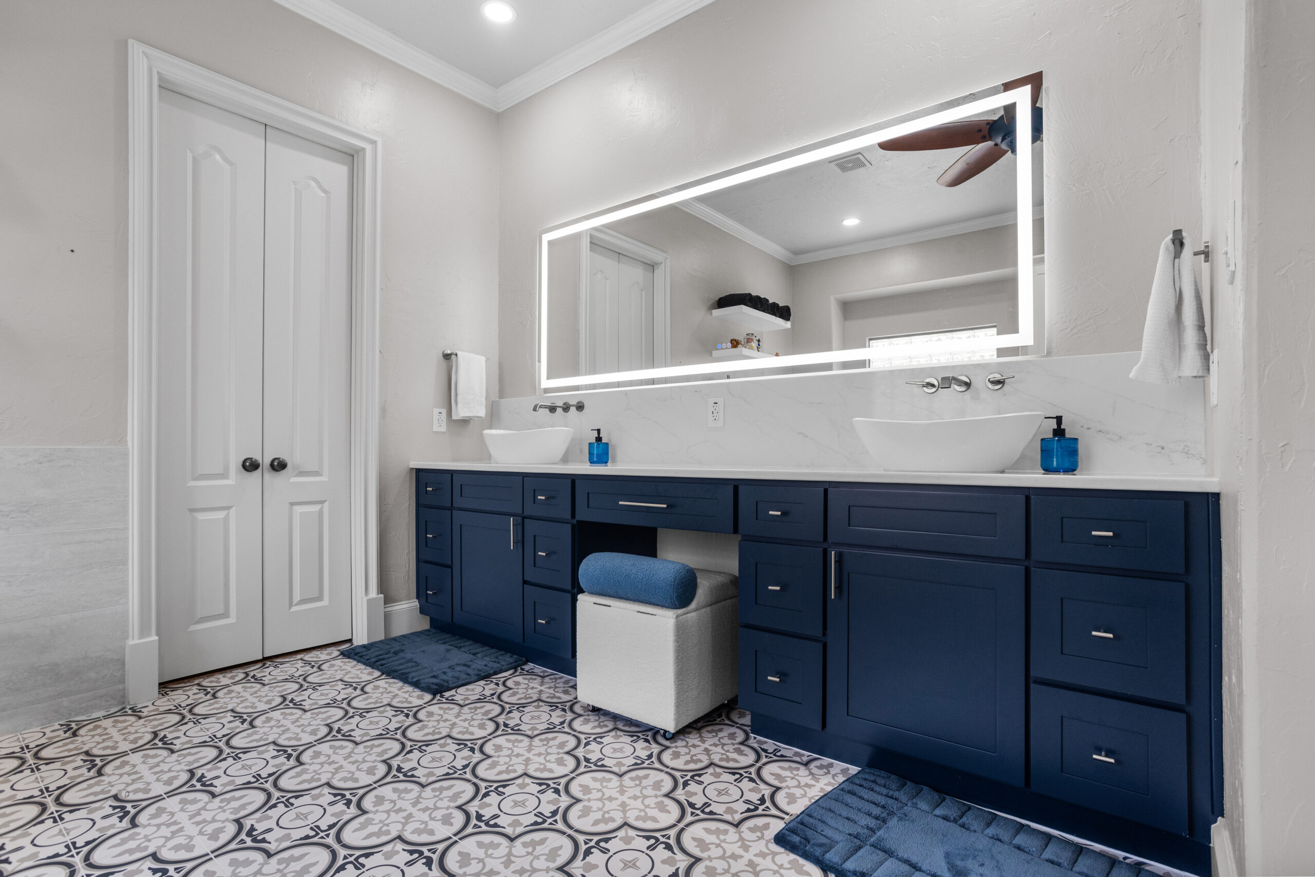 Bathroom Remodeling Colleyville custom bathroom storage cabinets with modern organization layout