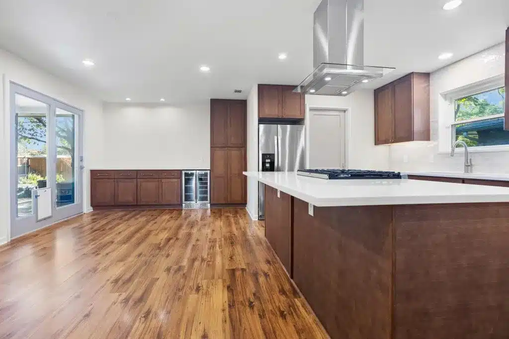 Open-concept kitchen with upgraded storage and finishes completed through Kitchen and Bathroom Remodeling in Keller
